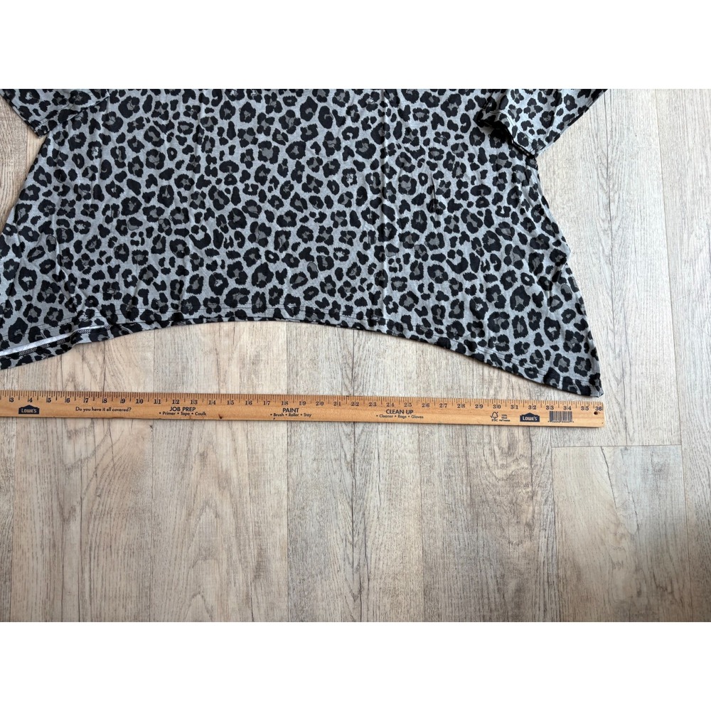 ANIMAL PRINT SHIRT LONG SLEEVE PULLOVER WOMAN'S XL Z STUDIO GRAY BLACK TUNIC TOP - Picture 6 of 9